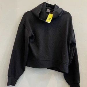 NEW Black Oversized Sz XS Casual Wear Hooded Thumbholes Roomy Comfy Shirt